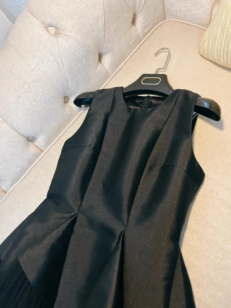 French Sle High Waist A-Line Skirt Dr Polyester S Satin Skin-Friendly Fabric Bla Bouffant Tulle ting Birthday Dr