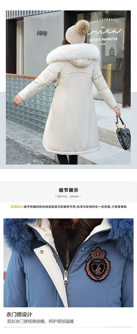 Double Sided Wearing Parker 2026 Winter New Women's Down Cotton Jacket Big Fur Collar Hooded Coat Female Thicken Parka Overcoat
