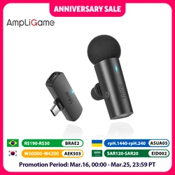 FIFINE Wireless Lavalier Microphone for Phone/Tablet,Type-C Condenser Mini Mic for Video, Interview, Vlog, YouTube, Recording-M6