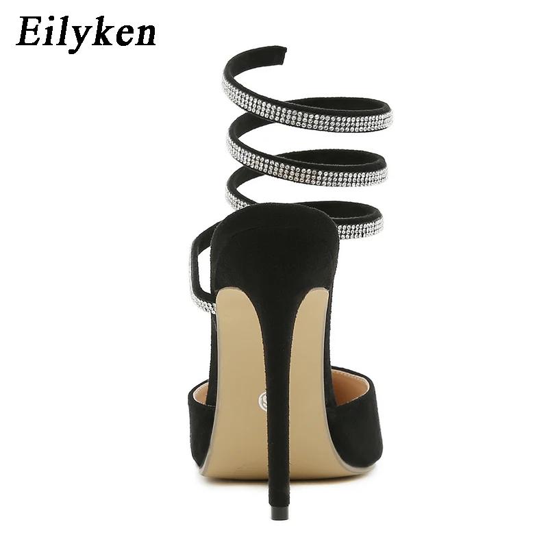 Eilyken Street Style Woman Pumps Sexy Crystal Diamond High Heels Pointed Toe Designer Stiletto Pole Dancing Female Shoes