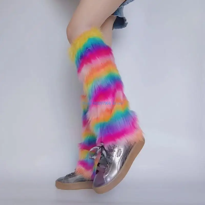 

N7YF Womens Furry Party Costume Sexy Faux Furs Fuzzy Long Shoes Cuffs Cover Leg Warmers/Boot Sleeves/Boot Covers Gifts