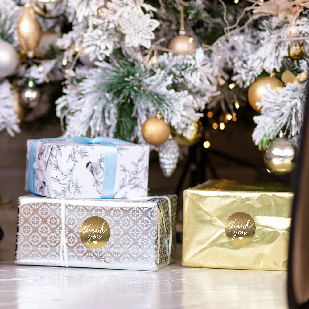 Golden Thank You Stickers for Birthday Party Wedding Gift Packaging Sealing Labels Roll Sticker