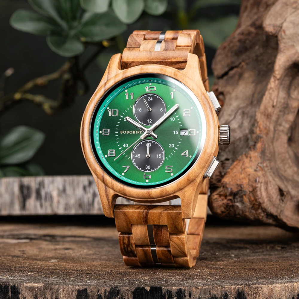 BOBO BIRD Montres pour hommes Montres de luxe pour hommes Montres en bois décontractées 2 montres chronographes Cadeau idéal Support Personnalisé