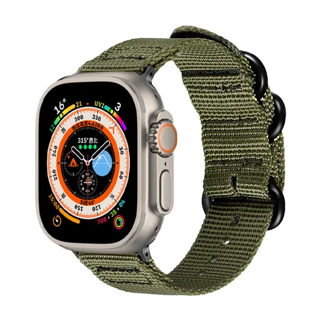 Nylon Canvas Strap For Apple Watch Ultra 8 7 45mm 41mm 44mm 42mm 40mm 49mm Fabric Bracelet Loop Wristband iWatch 6 5 4 3 SE Band