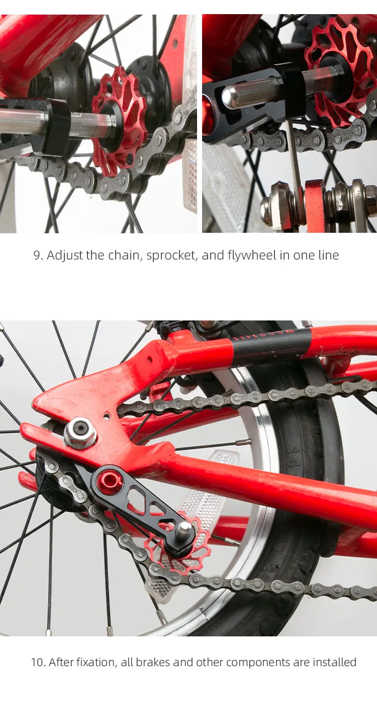 Für Singlespeed-Spannrolle, Fahrradkette, Aluminiumlegierungs-Führungsrolle, Kettenblattspreizer, Hinteres Schaltwerk, Reißverschluss – Detail 17