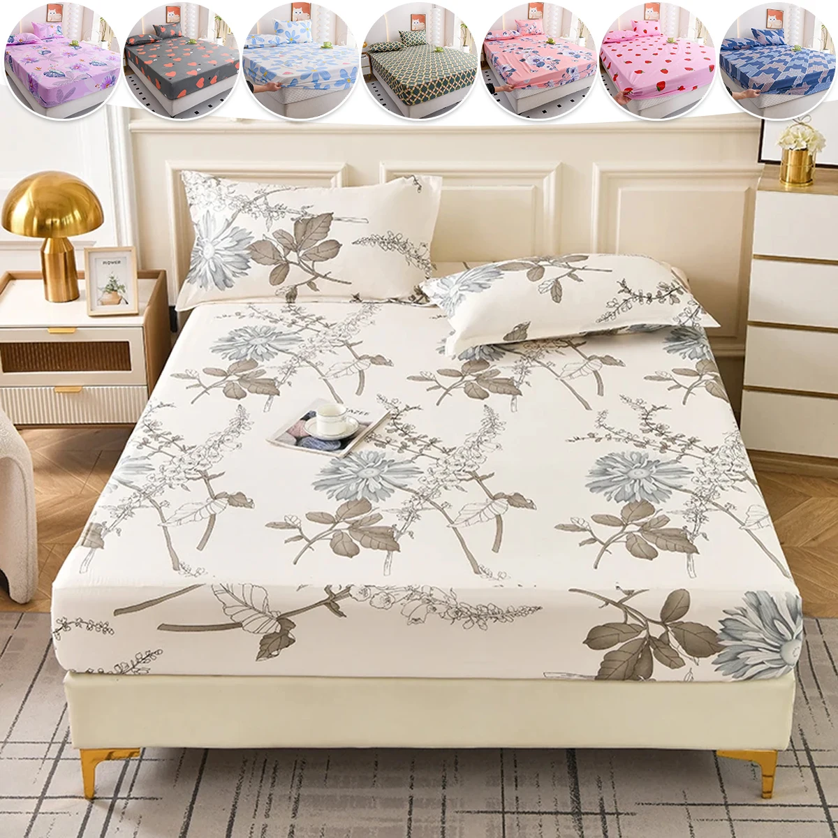 Bedroom Printed Bedspread Simple Style Bed Covers Skin-friendly Bed Linen (excluding Pillowcases) Single/Queen/King Size Lino