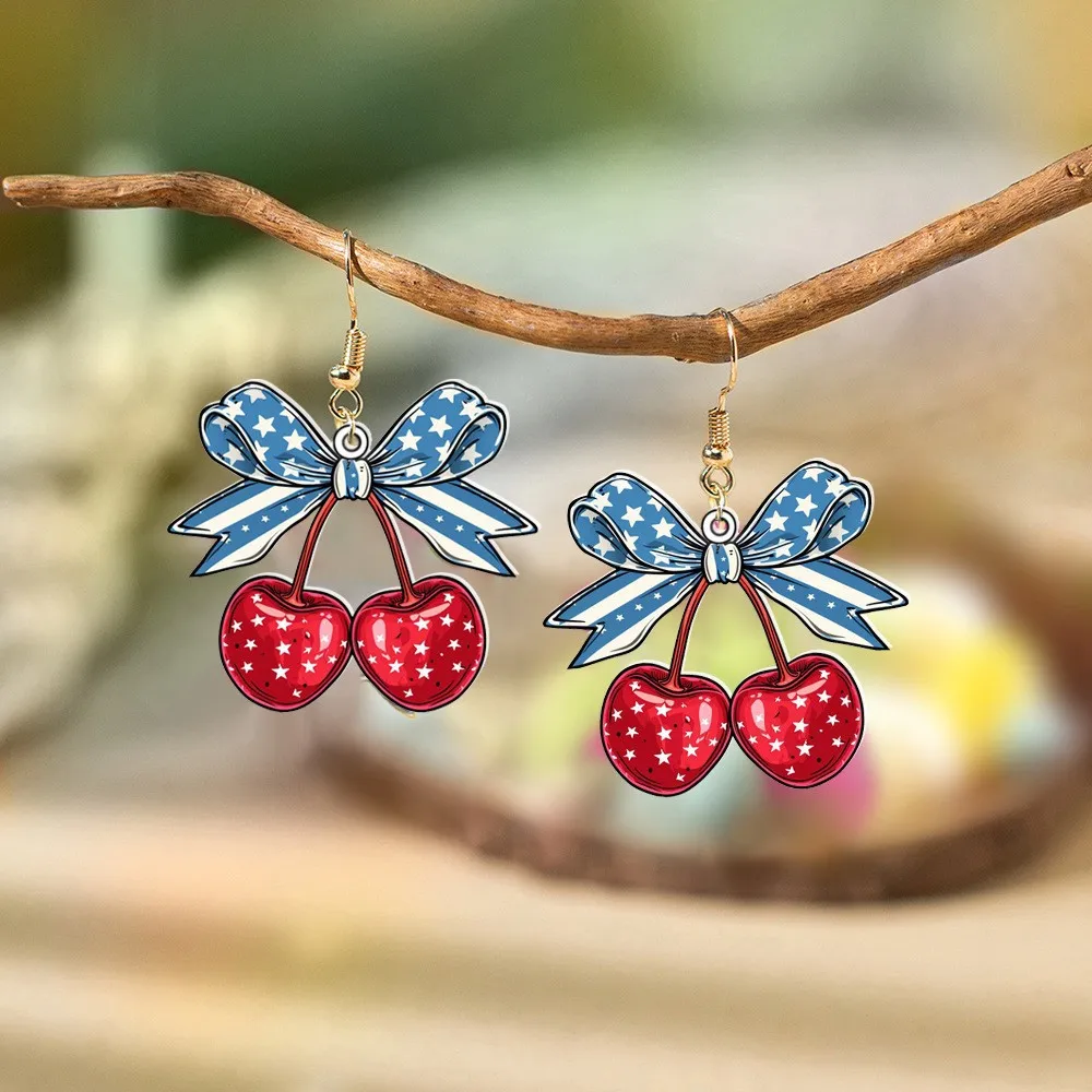 Fashion Temperament College Style Bowknot 2D Acrylic Earrings Female Ins Style Niche Creative Graduation Season Pencil Earrings