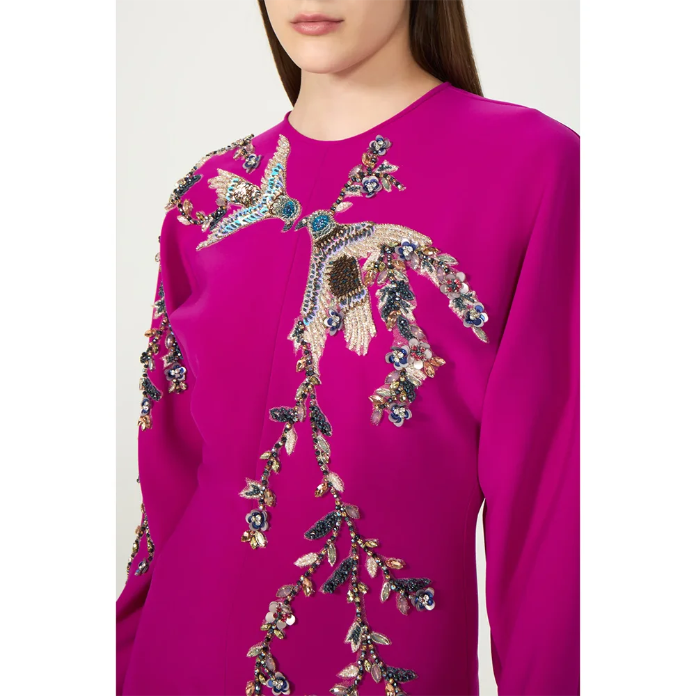 فساتين السهرة الفاخرة س الرقبة طويلة الأكمام حبة كريستال حورية البحر فساتين السهرة الطابق طول فساتين السهرة فستان مخصص #3