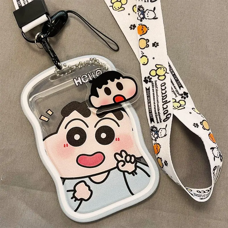 

Crayon Shinchan Cartoon Anime Photo Card Holder Keychain Credit Card ID Badge Protector Case Lanyard Bus Student Card Case Gift