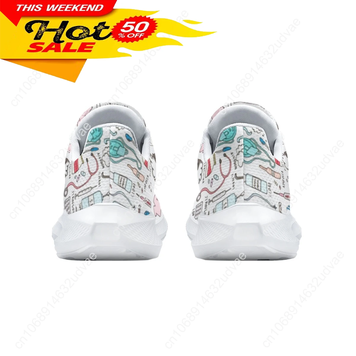 Medical Cartoon Women Road Running Shoes Unisex Mesh Breathable Jogging Lightweight Sneakers Casual Nursing Shoes