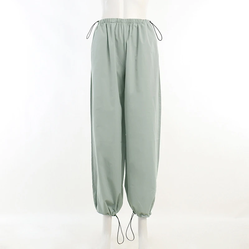 Y2k Cargo Pants Women Low Waist Drawstring Sweatpant Streetwear Vintage Baggy Wide Leg Trousers Oversized Parachute Jogger Pants