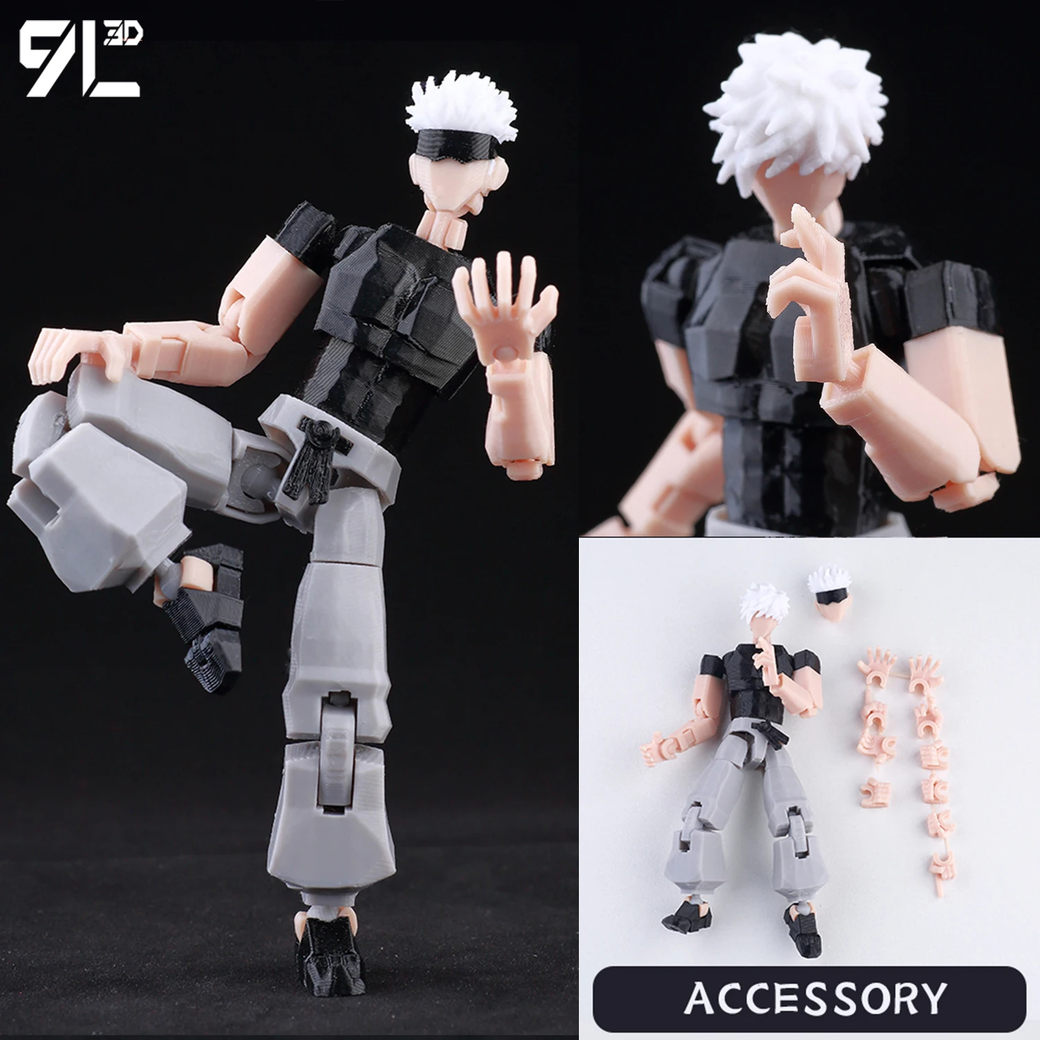 9L3D Titan 13 Vormontiertes Gojo Sukuna Jujutsu Toji Actionfiguren-Set 3D-Druck Dummy Glücksbringer Vollkörper Mechanischer Roboter Spielzeug