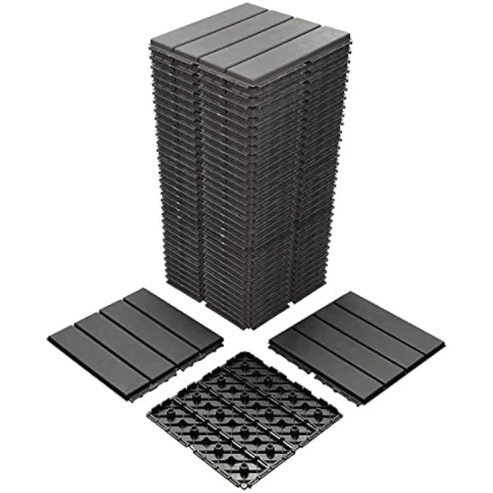 

36 Pack Deck Tiles Outdoor Floor for Garden Buildings 36 Sq. Ft Plastic Interlocking Deck Tiles Floating Floor Wood Balcony Tile