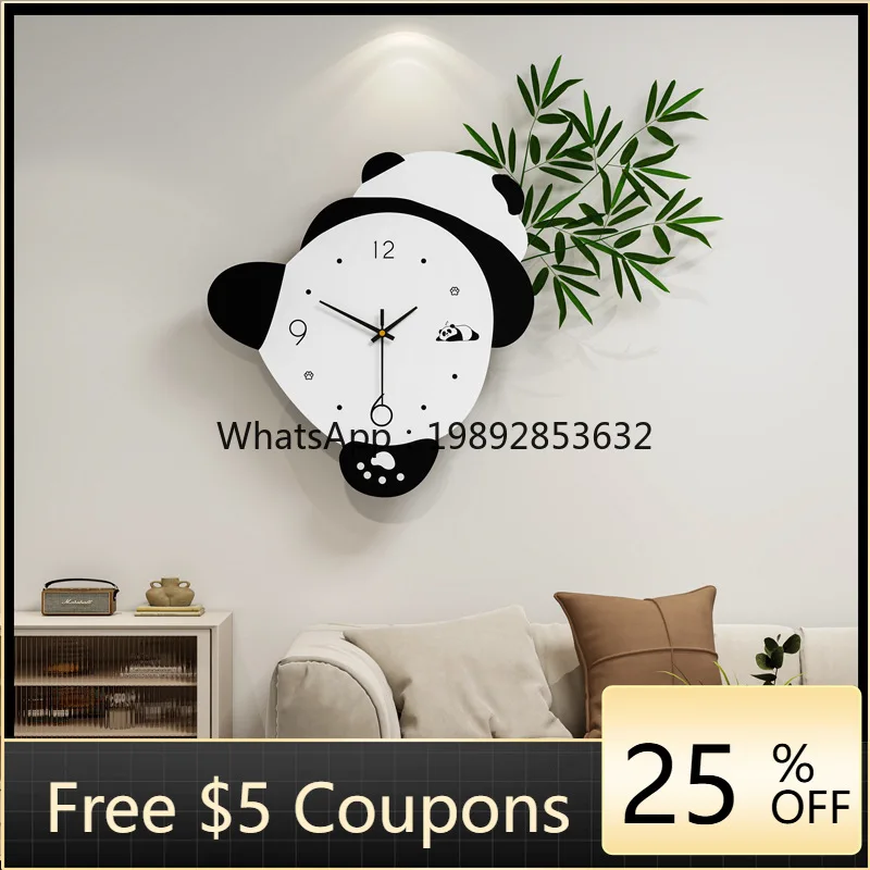 

LYY Panda Clock Wall Clock Living Room High-end Creative Silent Dining Room Entrance Wall Cartoon Modern Simple Clock