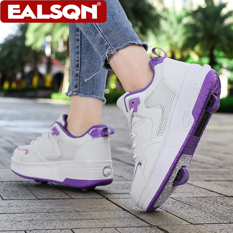 Roller Skating Shoes for Children Girls Deformation Two Wheel Casual Sport Sneakers Fashion Skate Shoes for Kids Boys Outdoor
