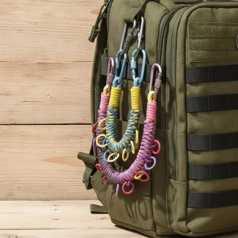 Outdoor Backpack Expansion Decoration Hanging Rope Chain Dopamine Color Arbitrary Hanging Bag Hand Woven Umbrella Rope