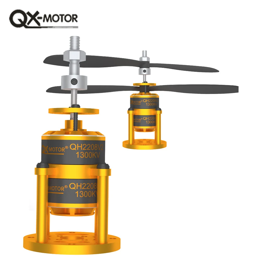 

Бесщеточный двигатель QX-MOTOR QH2208-V2 1300kv с коаксиальным двойным пропеллером, в комплекте с пропеллером 9047.