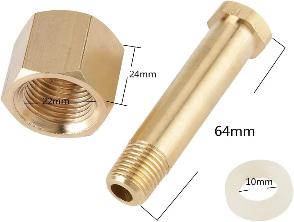 CGA-320 Regulator Nipple Nut Brass with Washer Carbon Dioxide Regulator Inlet Bottom Fittings Repair Part Mig Welder Accessories