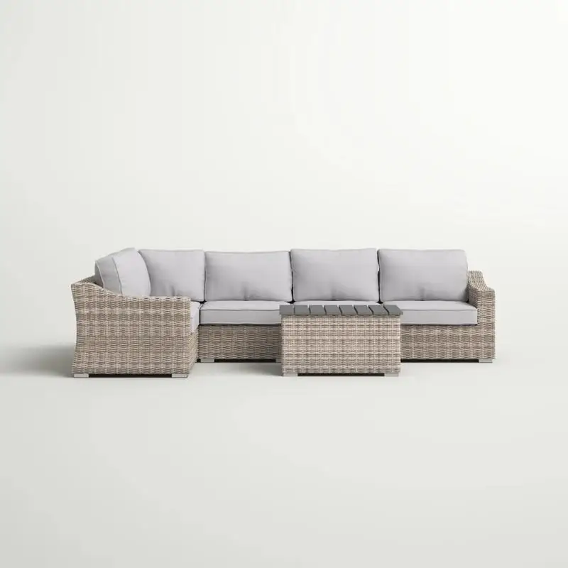 

Набор плетеных уличных сидений на 4 человека — группа собранных садовых диванов для уютных встреч патио