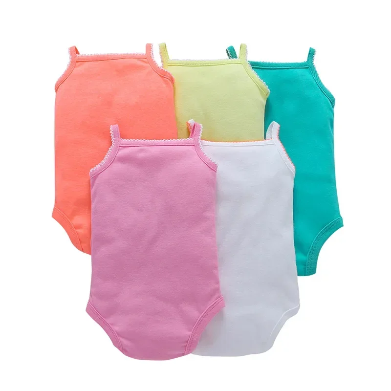 5Piece/Lot Wholesale Baby Girls Summer Bodysuit Bebes Ribbed Fabric Jumpsuit Newborn Rompers Baby Girl Clothes 2024 New 15