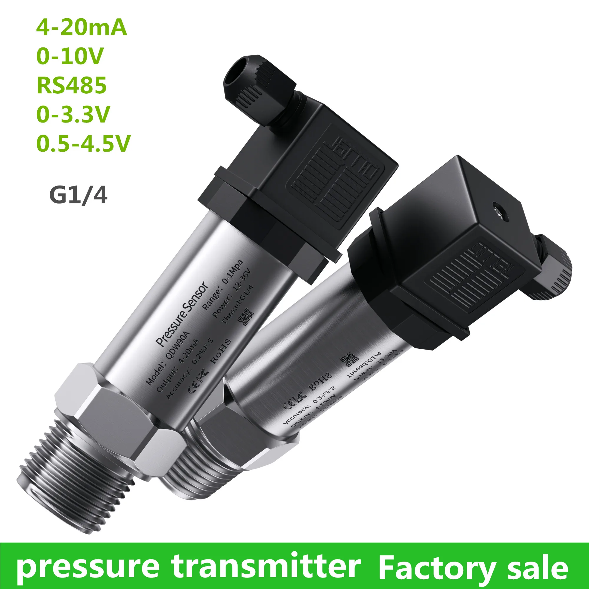 

G1/4 Pressure Sensor 1bar/5bar/10bar/100psi/10Kpa/50mbar oil water gas 4-20mA 0-10V RS485 0.5-4.5V pressure transmitter