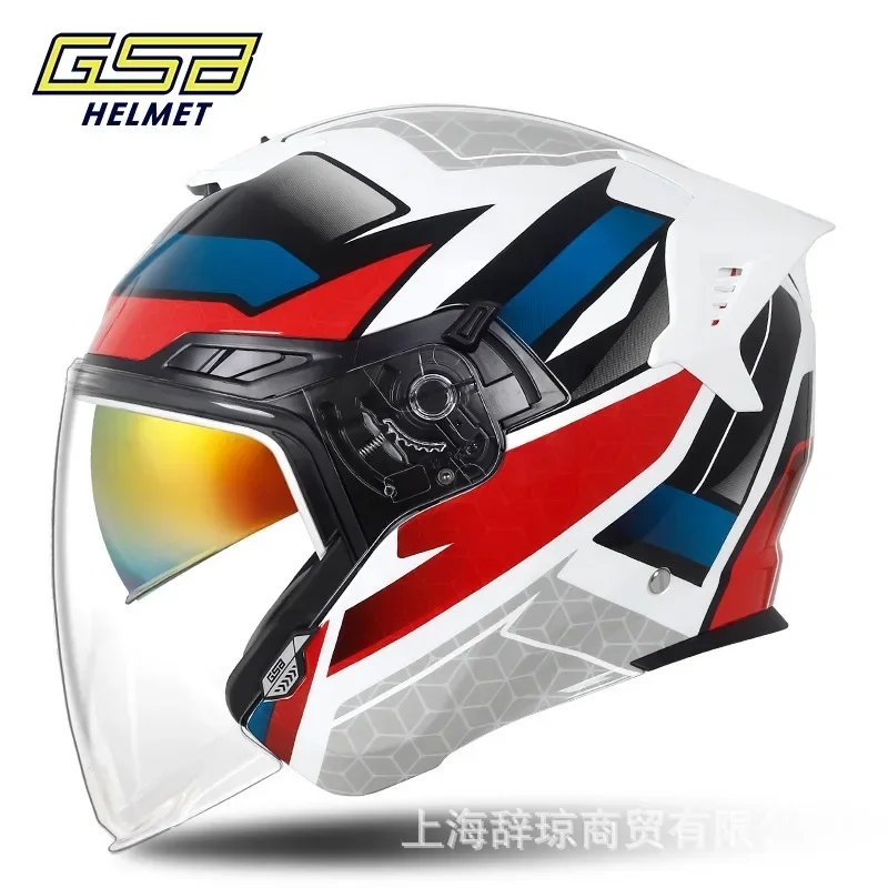 

GSB 263 Motorcycle Helmet Dual Lens Half Capacete Electric Motobike Scooter Case moto Motocross Street Men Knight Casque