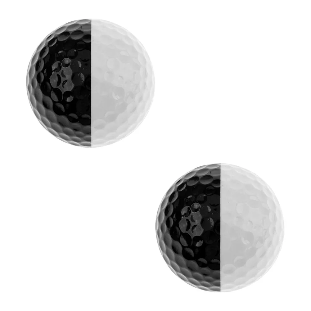 2 Pcs Golf Black and White Ball Practice Balls Training Sports Yellow Aids Golfing Outer Material: Synthetic Resin Travel