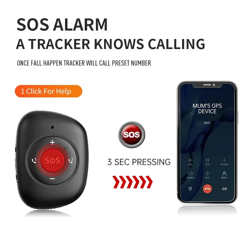 RF-V50 4G GPS Real-time Tracking Pendant Tracker Falling Alert Two-way Calling SOS Alarm Locator For Elderly Women Kids Free APP