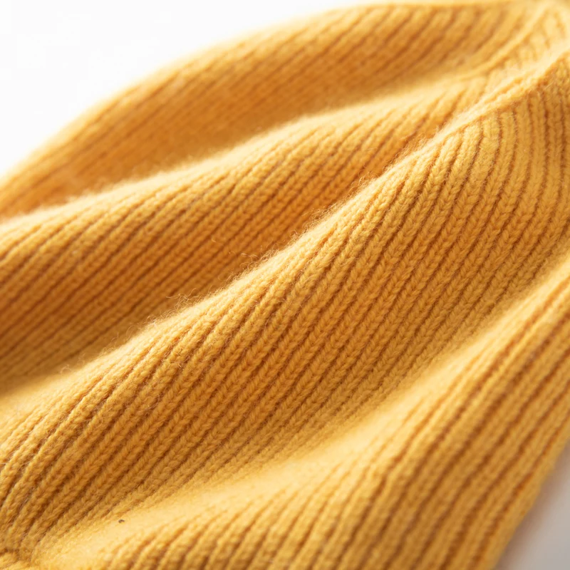 100% Cashmere Children's Beanie Unisex Candy-colored Knit Hat Winter Warm Antenna Solid Color Cute Flanging Hat For Girl Boy Cap