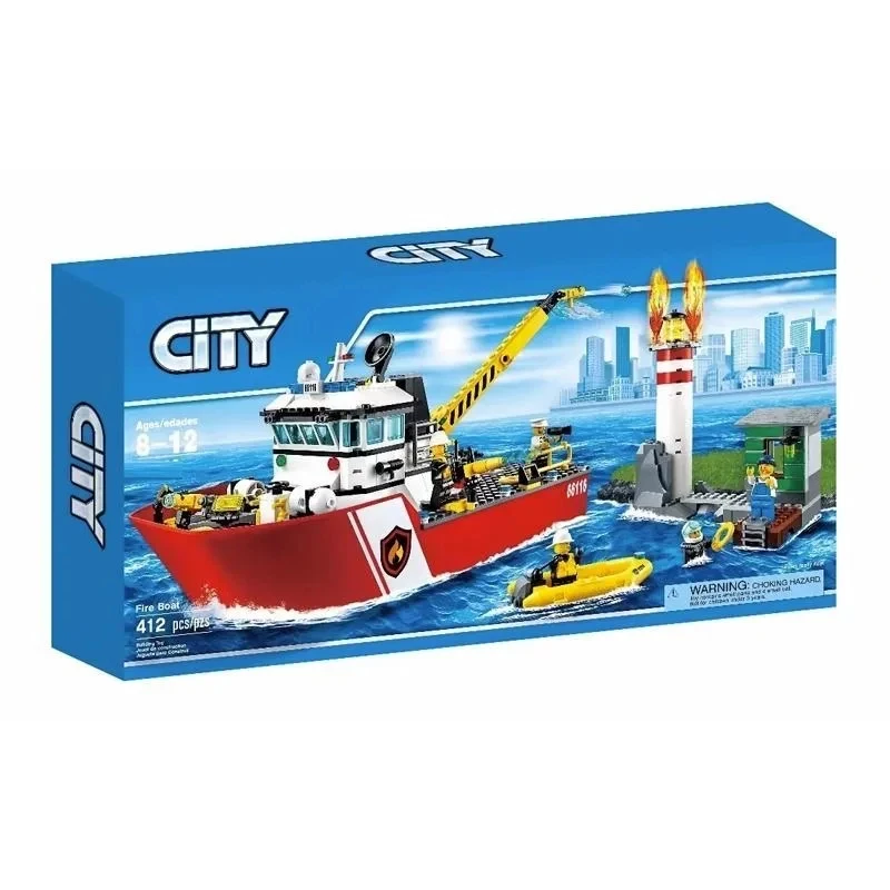 City Series Sea Cruise Boat Explore Fireboat Building Blocks Ship Model 60109 Assemble Brick Toy Gift For for Boys Girls Gifts