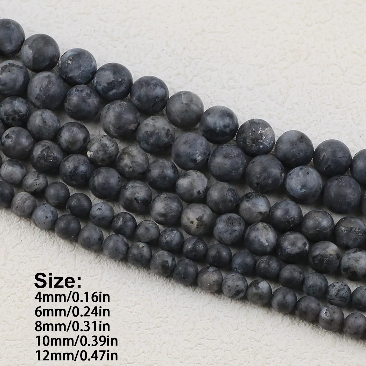 4-12mm 16pcs Stones  Half Strand Matte Black Shimmering Stones Spacer Loose Beads For Jewelry Making DIY Bracelets Necklace