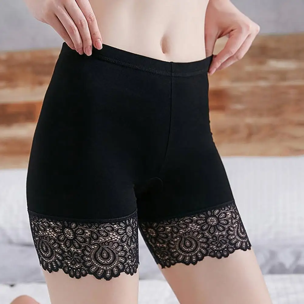 

Women Safety Pants Lace Anti Exposure Hollow Out Under Skirt Shorts Flower Pattern Short Pants for Inside Wear Shaping Underwear