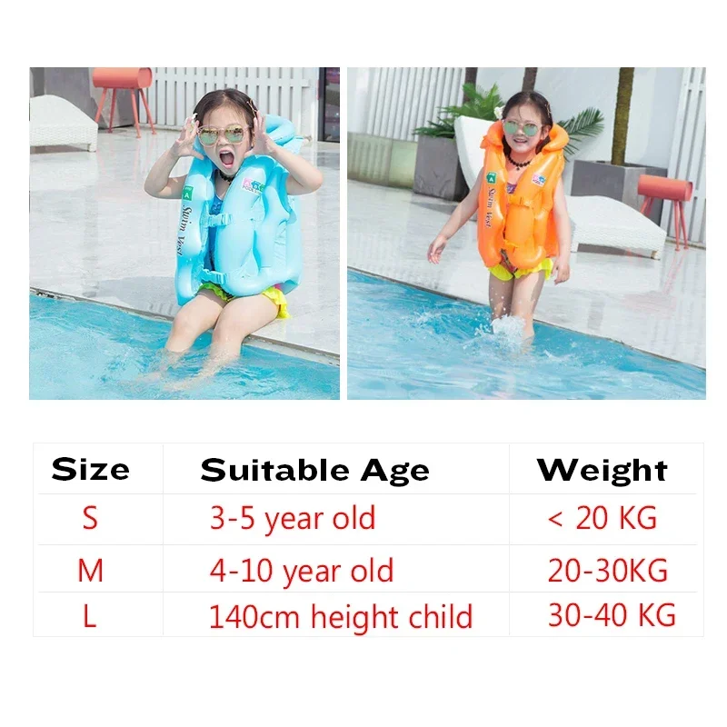 3-10 Age childs inflatable life vest Baby swimming jacket Buoyancy  PVC floats kid learn to swim boating safety lifeguard Vest