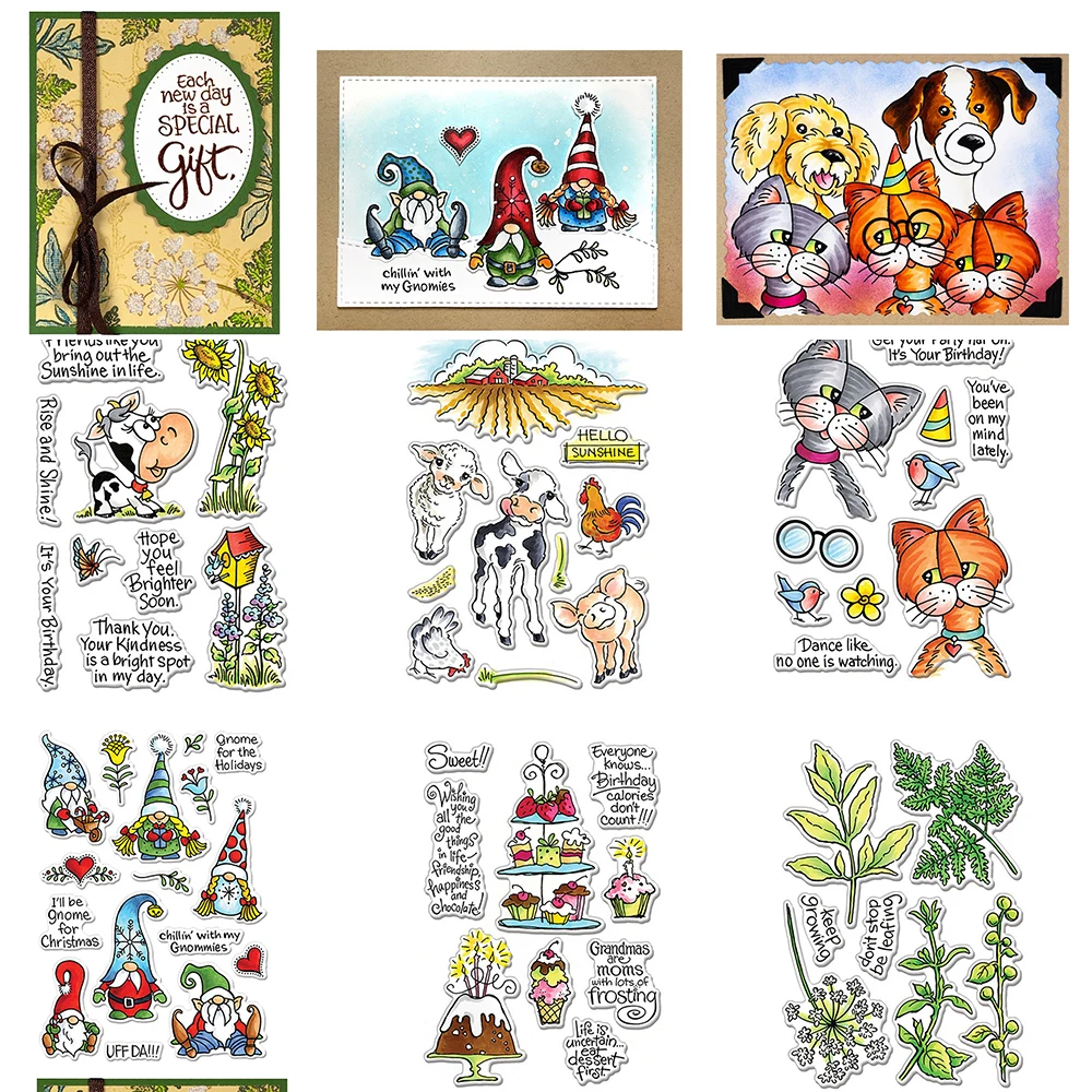 Happy Cake Weihnachten Thema klare Briefmarken schöne Tiere Hund Katze Kuh Blatt Stempel Set für DIY Scrapbooking-Karte machen Handwerk 07