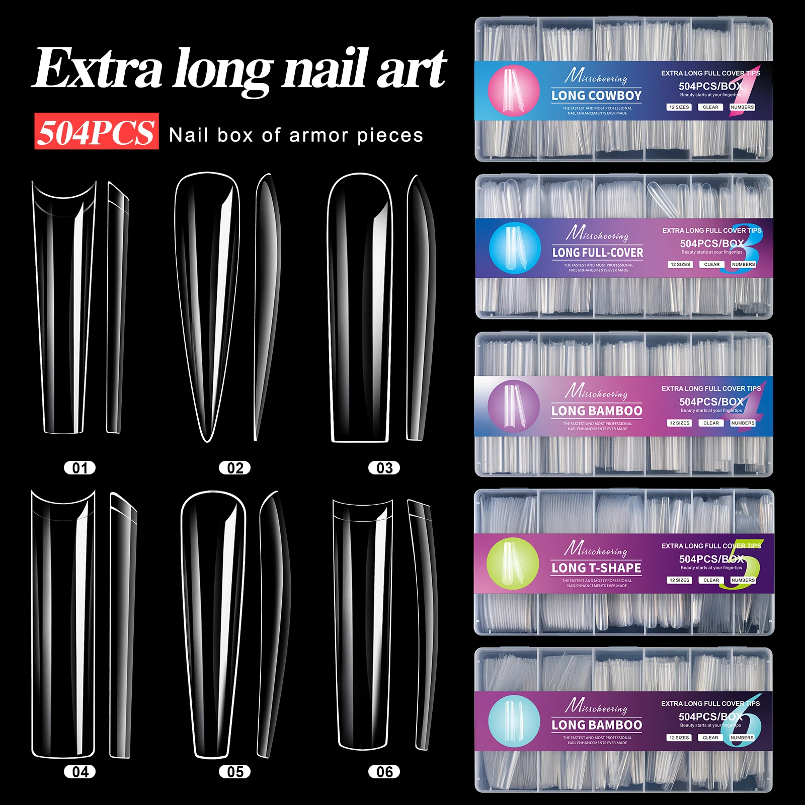 

504 шт., мягкие гелевые накладные ногти, прозрачные акриловые типсы, предварительно формы накладные ногти для дизайна ногтей «сделай сам», наращивание маникюрных инструментов