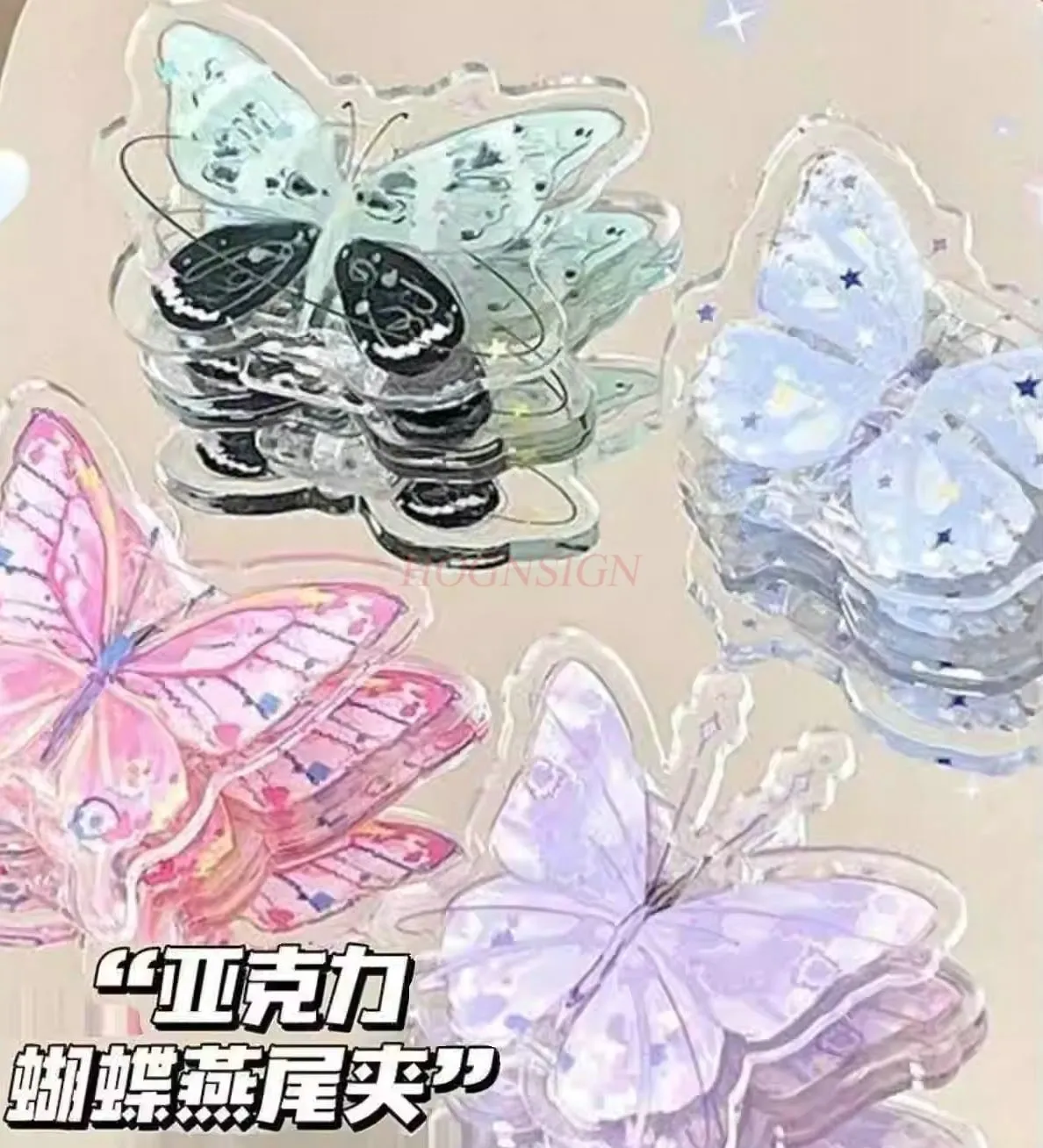 Clip acrilica a farfalla da 5 pezzi, clip a coda di rondine per carta per test del cuore della ragazza, clip per foto, clip angolare bifacciale