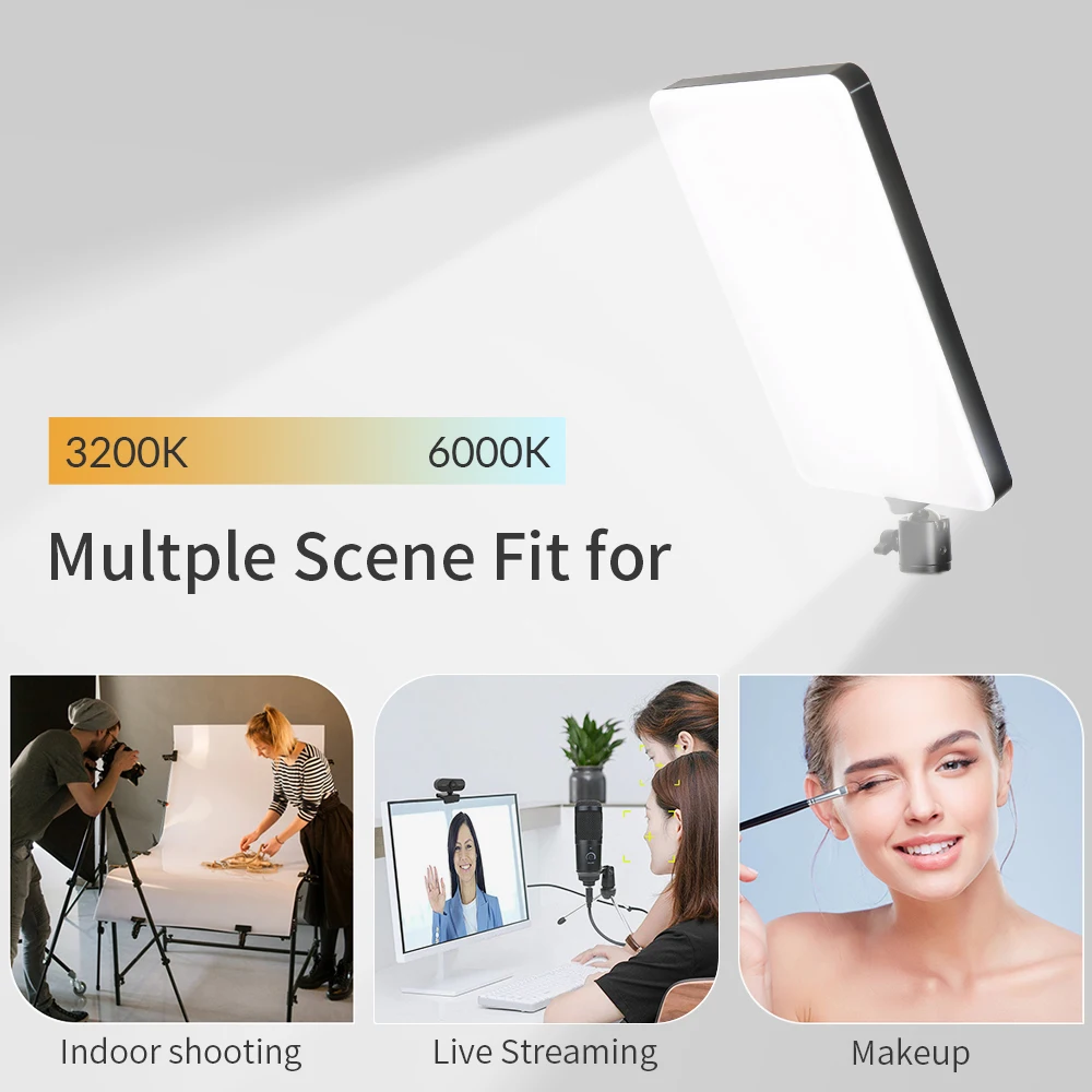 Dimmable LED Video Light Panel EU Plug 2700-5700k Photography Lighting For TikTok Live Stream Photo Studio Fill Lamp Three Color