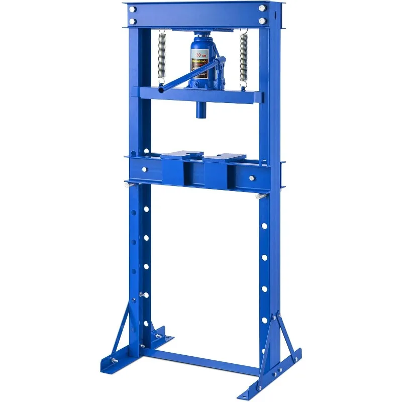 Pressa idraulica 20T, pressa idraulica per negozi da pavimento per garage con telaio a H da 20 tonnellate, pressa idraulica regolabile con piastre, blu