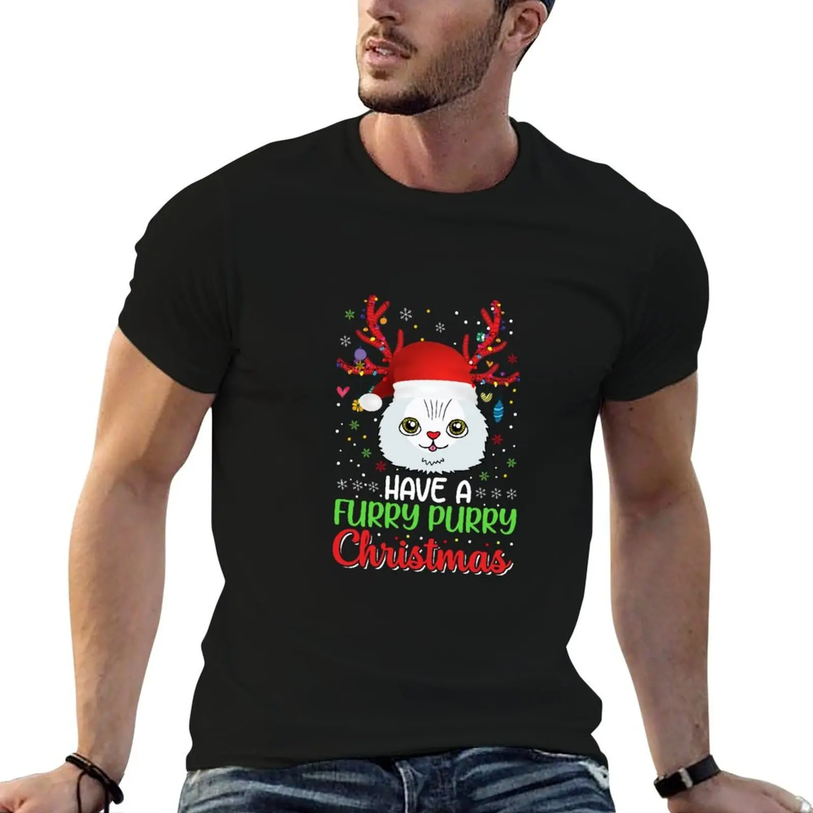 Have a Furry Purry Christmas T-Shirt oversizeds essential t shirt mens cotton t shirts