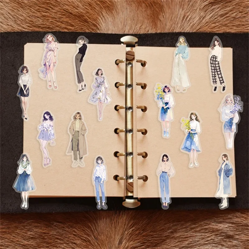 

50PCS Kawaii Fashion Girl PET Sticky Sticker Aesthetic Korean Stationery DIY Decoration Scrapbooking School Supplies