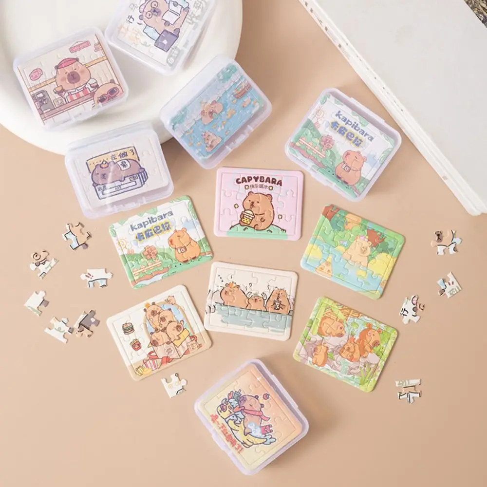 5 Sheets/Boxed Decorations Cartoon Capybara Jigsaw Puzzle Small Pocket Cute Mini Puzzles Interesting Kids Puzzle Toys Gifts