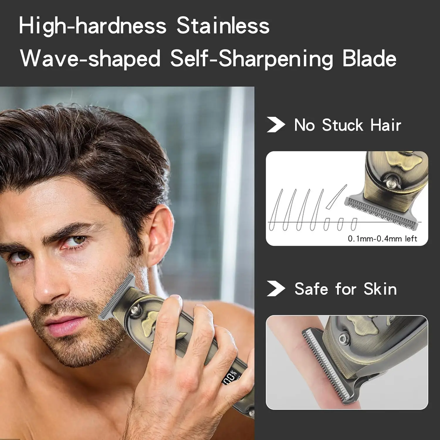 KEMEI-مقص شعر لاسلكي للرجال ، مقص حلاقة عتيق ، آلة تشذيب كهربائية ، آلة قص شعر ، آلة تشذيب لحية قابلة لإعادة الشحن ، جمجمة