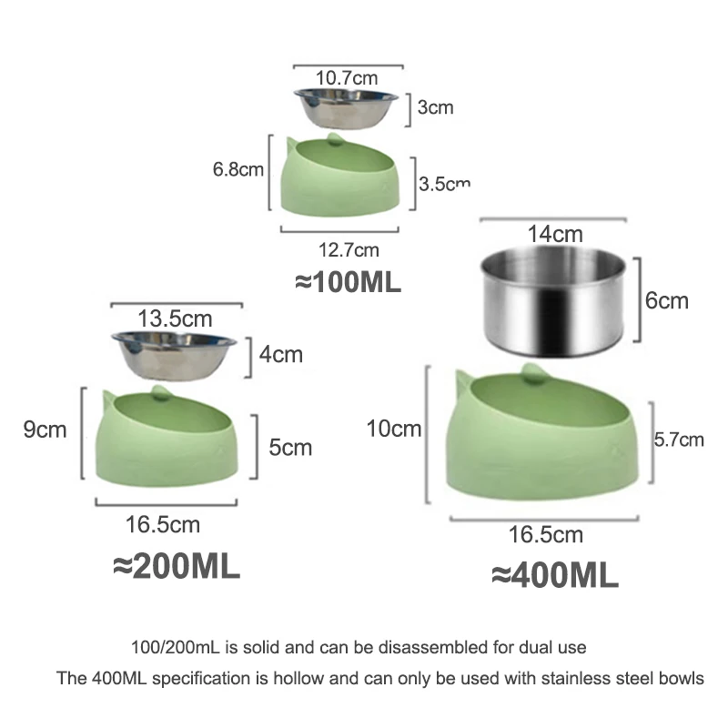 15 ° Schräge Katzennapf aus Edelstahl, rutschfeste Basis, auslaufsicherer Trinkwassernapf für Hunde – 100/200/400 ml, Nackenschutz – Detail 1