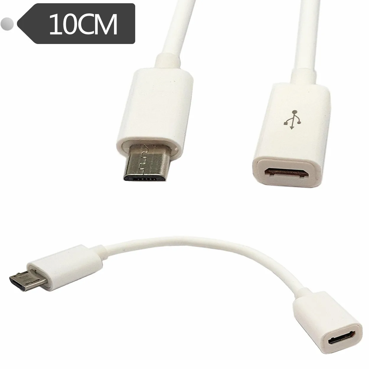 USB 2.0 Micro USB Cable de extensión macho a hembra Mac USB Cable de datos hembra a hembra 0,1 metros