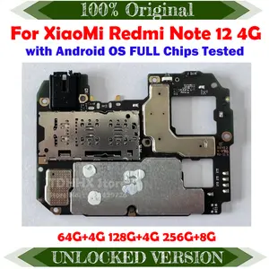 Bilashmart Working Unlocked Main Mobile Board Mainboard Xiaomi Redmi Note 12 4G Motherboard With Chips Circuits 64G 128G 256GB+8GB