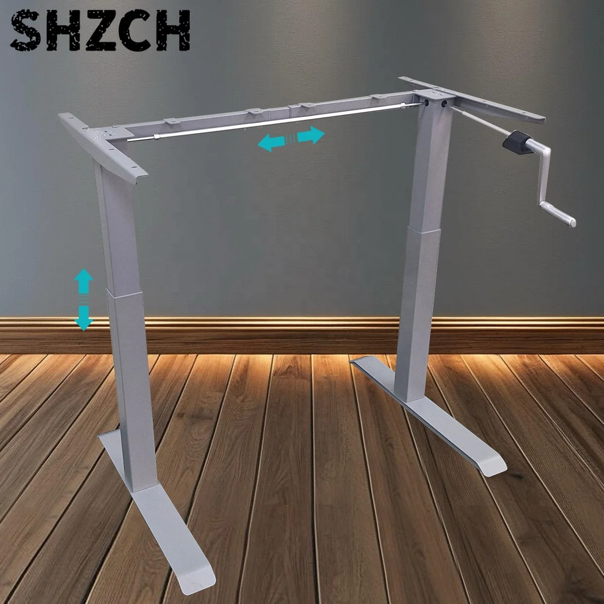For Ergonomic Large Size Manual Crank Standing Computer Desk Modern Design with Adjustable Height Frame for Home Office Use