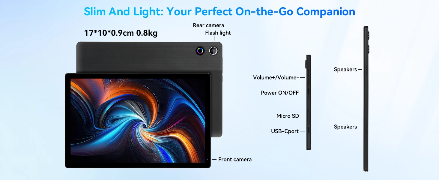URAO A10L 10.1in Octa-Core Tablet Widevine L1 Full HD Streaming Support Updated Android 15 24GB Virtual RAM 64GB Storage 5000mAh Battery All Black Complete Accessory Bundle Portable Entertainment Tablet for UK