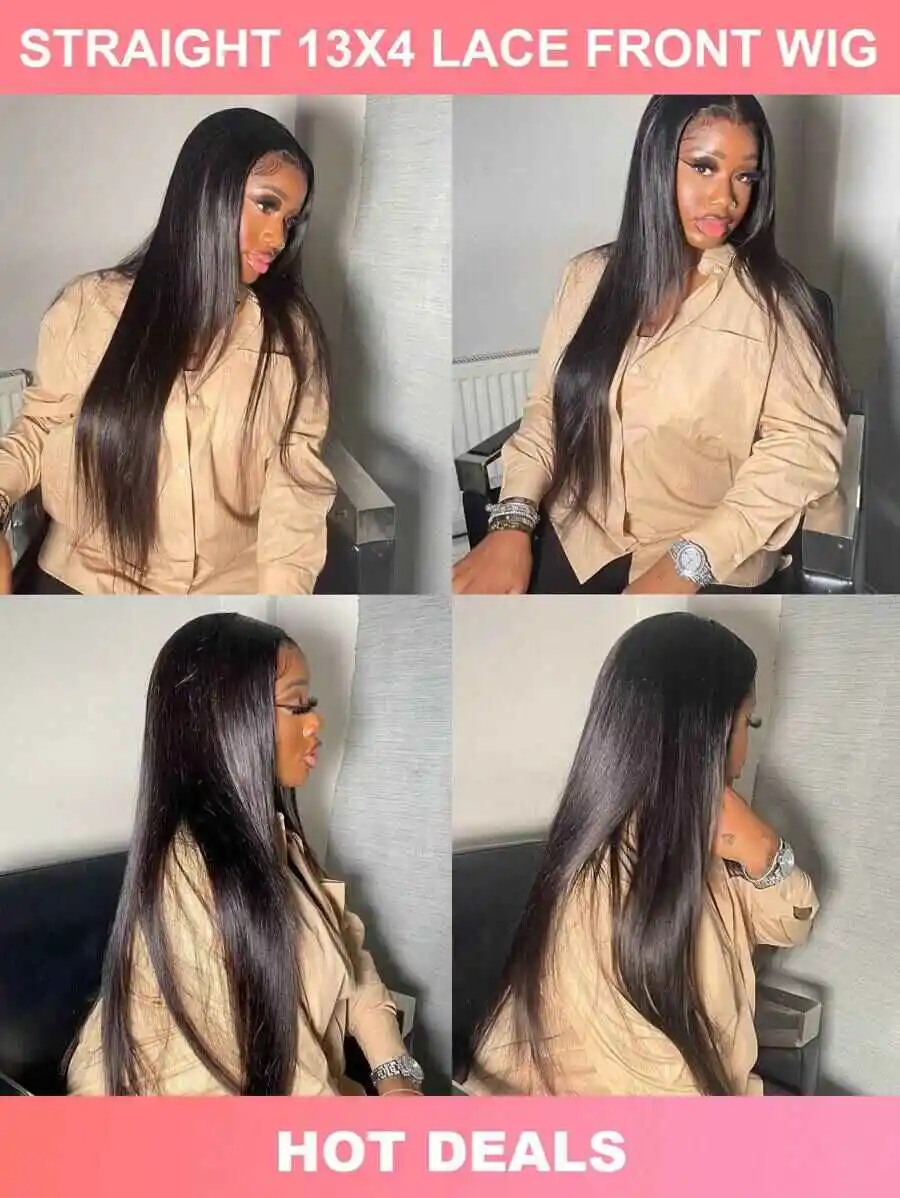 200% Плотность Прямые 13x4 Парики из натуральных волос на кружеве спереди 42 дюйма 13x4 HD Прозрачный парик из натуральных волос на фронтальной части шнурка для женщин