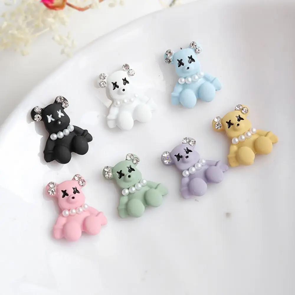 Kawaii Resina Zircão Prego Encantos, Acessórios de Manicure, Pérola, 3D Urso, Urso, Strass, Nail Art Decoração, Nail Art Jóias