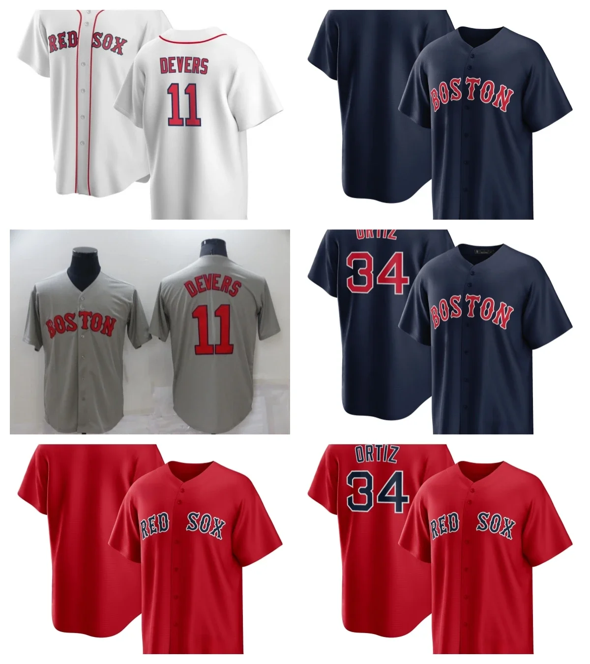 

New Baseball Jerseys America #11 DEVERS #34 ORTIZ Jersey Personalized Your Name Any Number All Stitched Us Size